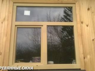 Окно ОСВ с фрамугой цвет берёза 3